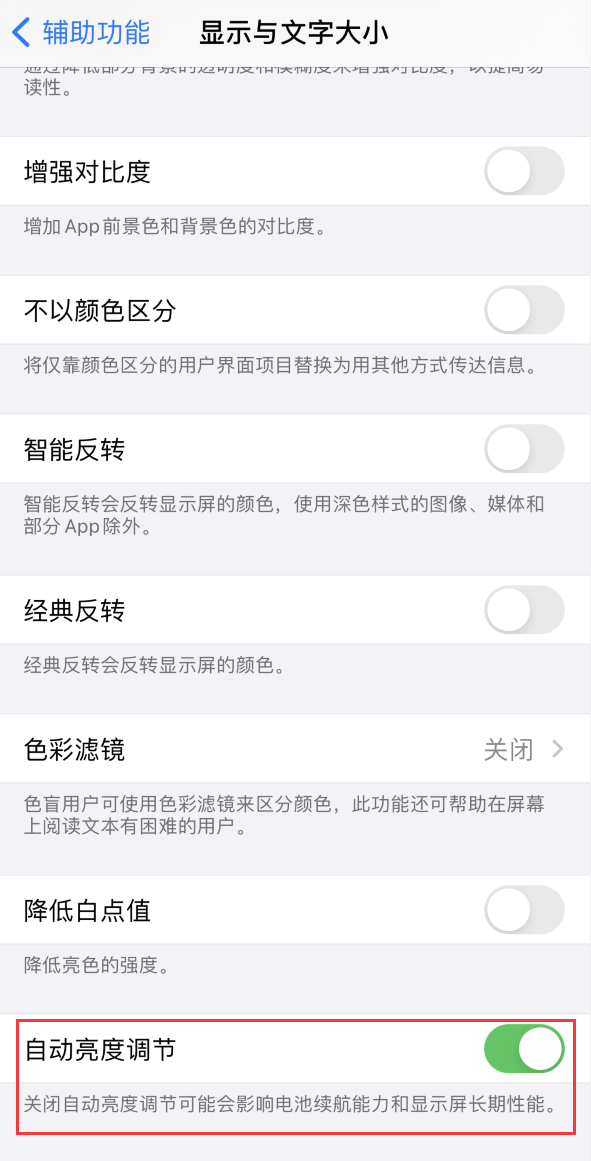 荷塘苹果手机维修分享iPhone 自动亮度调节失灵怎么办 